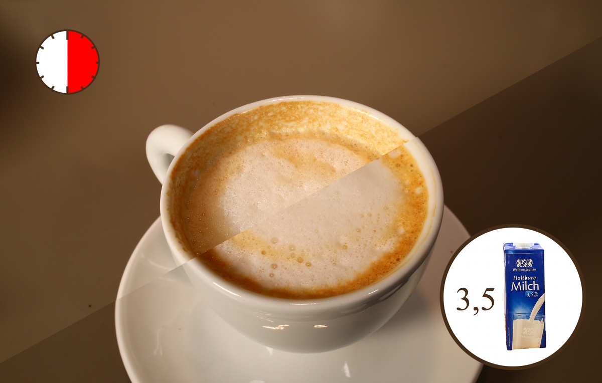 Cappuccino con latte UHT di Weihenstephan, 3,5% di grassi